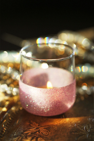 Pink glittered votive